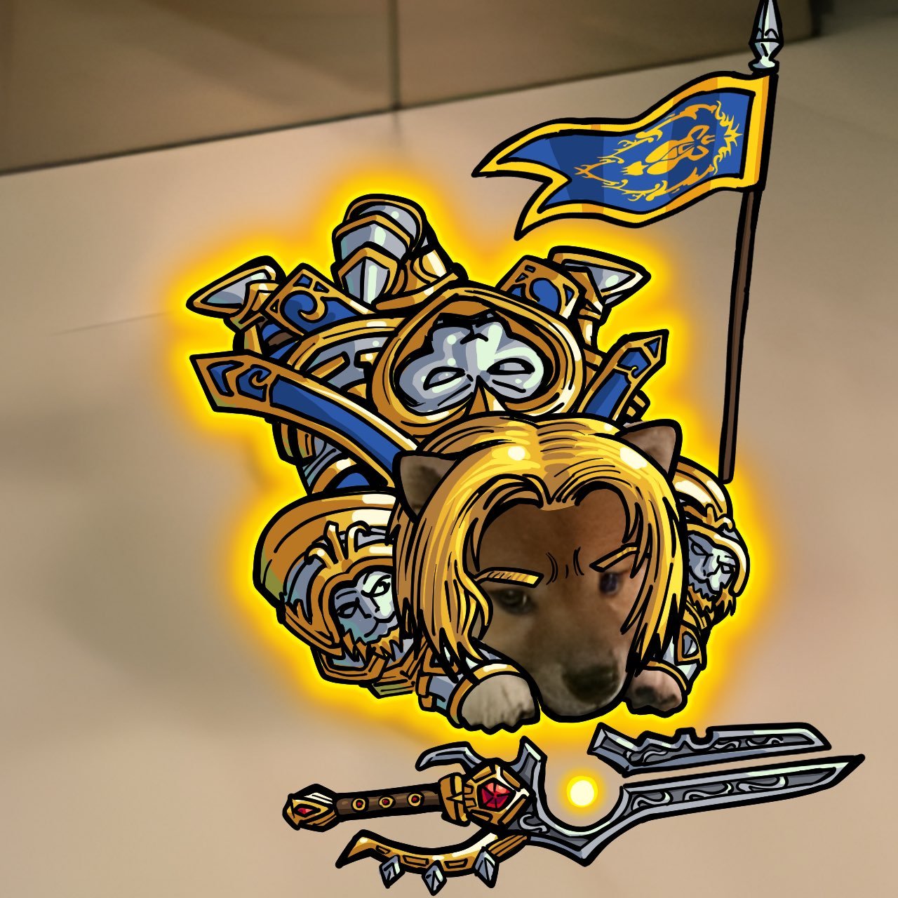 Hand-drawn fantasy warrior INU character